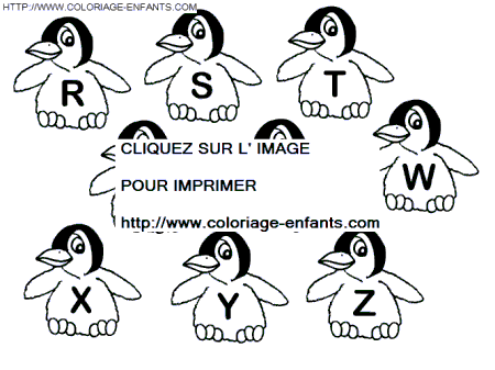 z alphabet. alphabet penguins coloring
