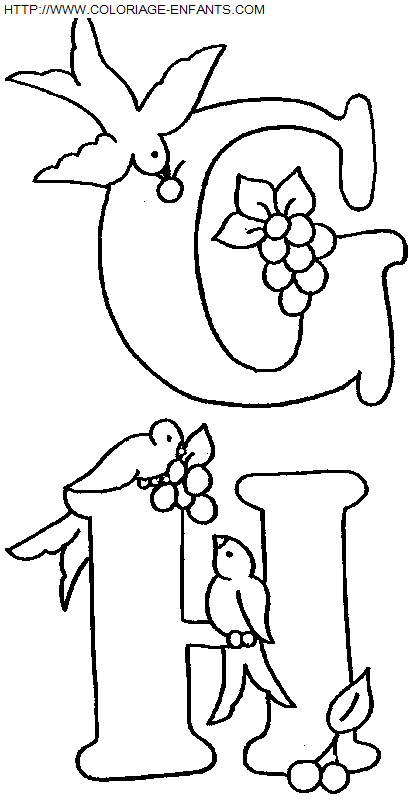 Alphabet Birds coloring