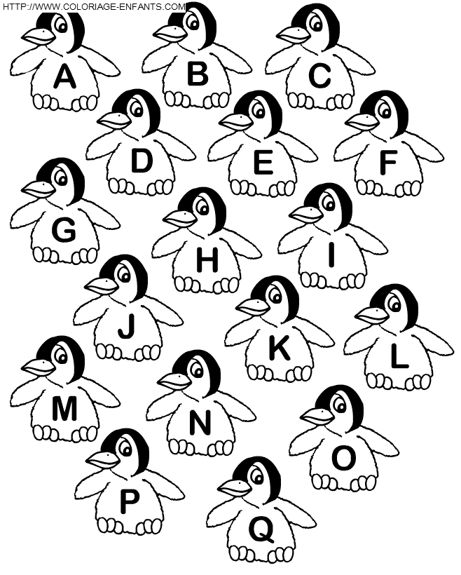 Alphabet Penguins coloring