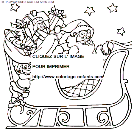 Christmas Santa Claus Sled coloring