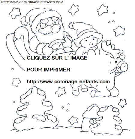 Christmas Santa Claus Sled coloring