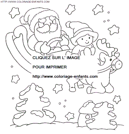 Christmas Santa Claus Sled coloring