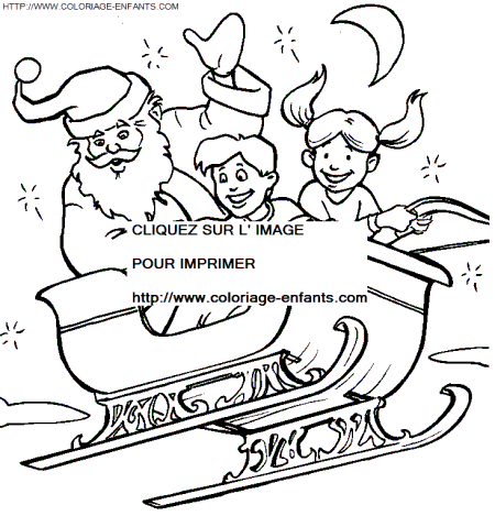 Christmas Santa Claus Sled coloring