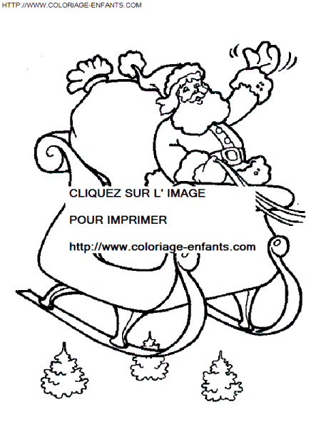 Christmas Santa Claus Sled coloring