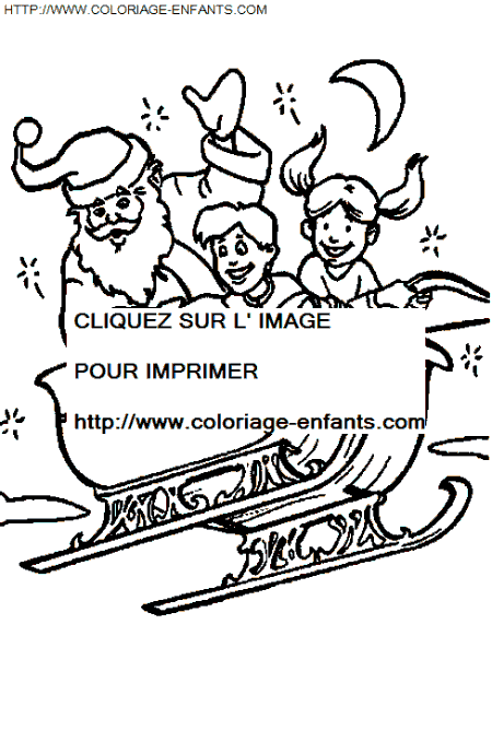 Christmas Santa Claus Sled coloring