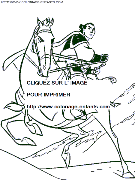 mulan with sword coloring page