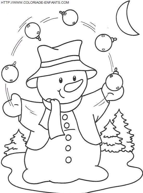 Christmas Snowman coloring