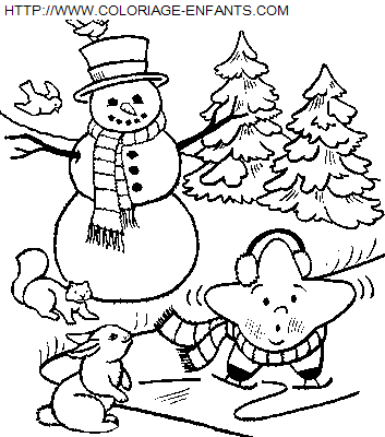 Christmas Snowman coloring