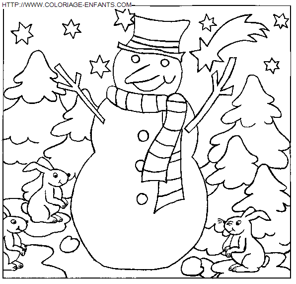 Christmas Snowman coloring