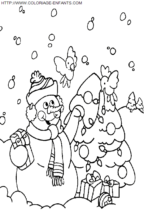 Christmas Snowman coloring