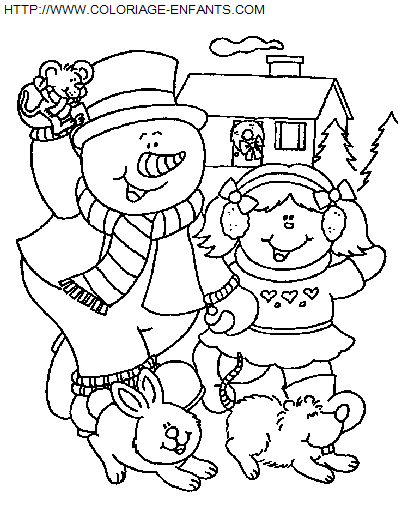 Christmas Snowman coloring