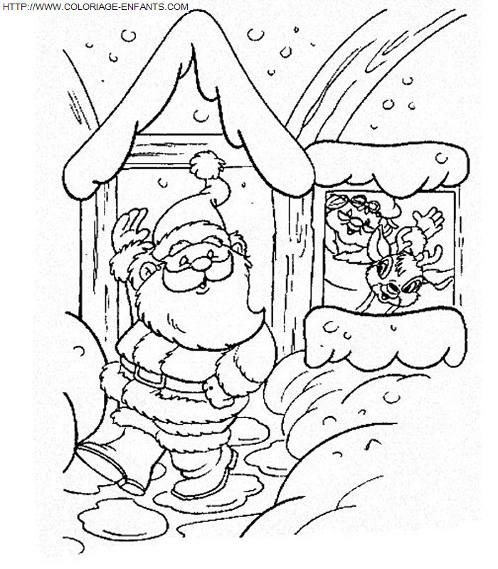 Christmas Santa Claus House coloring