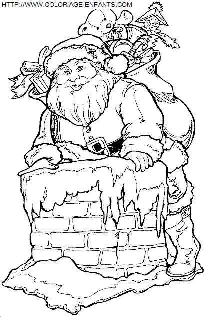 Christmas Santa Claus Chimney coloring