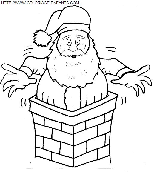 Christmas Santa Claus Chimney coloring