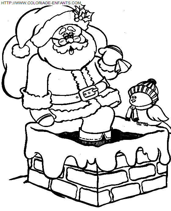 Christmas Santa Claus Chimney coloring