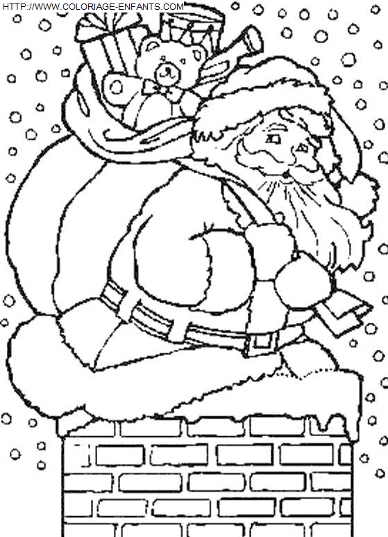 Christmas Santa Claus Chimney coloring