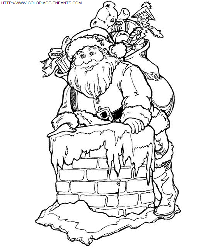 Christmas Santa Claus Chimney coloring