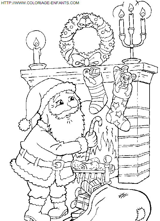 Christmas Santa Claus Chimney coloring