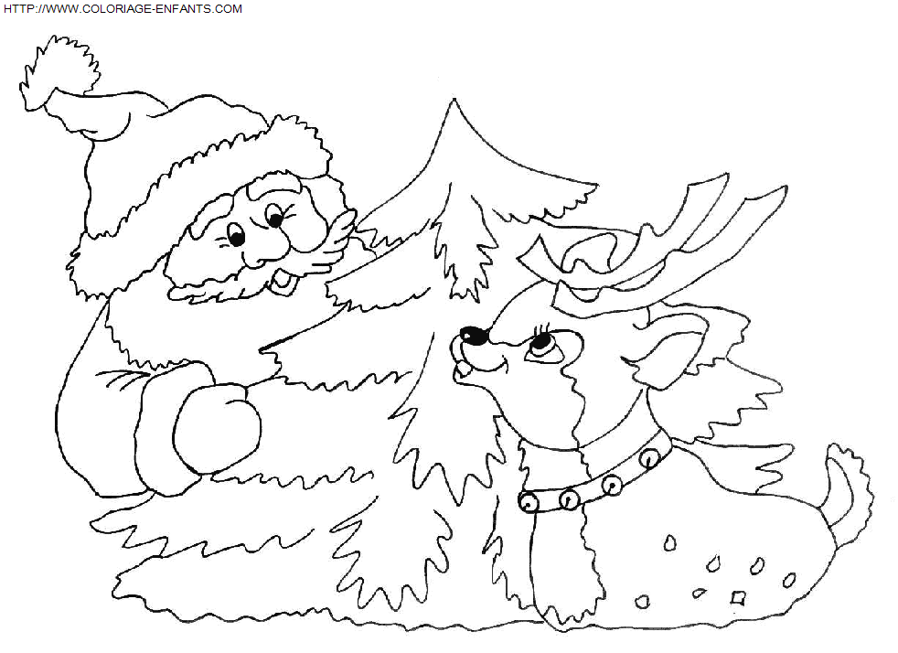 Christmas Santa Claus Reindeer coloring