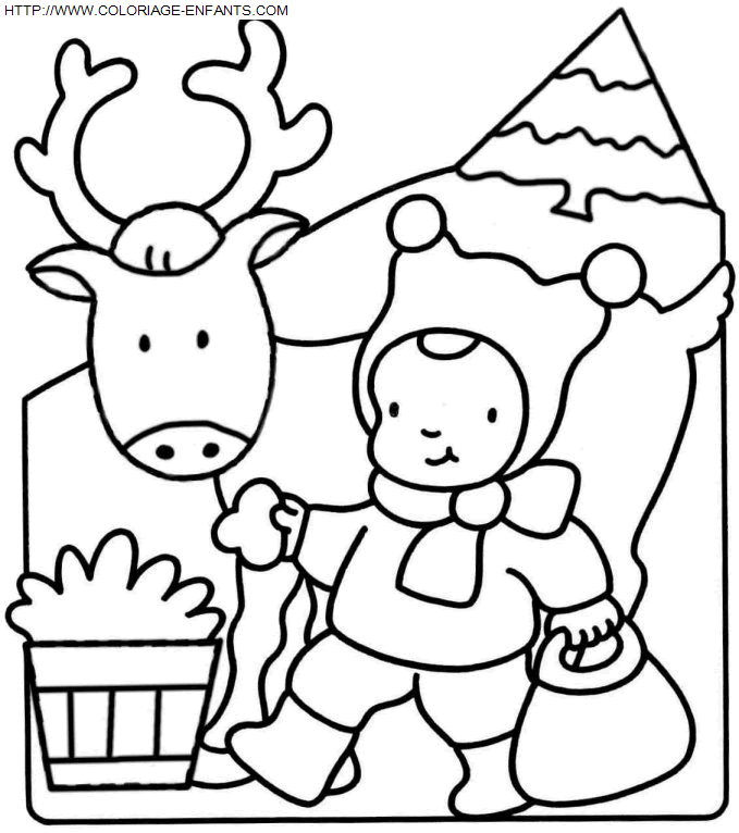 Christmas Santa Claus Reindeer coloring