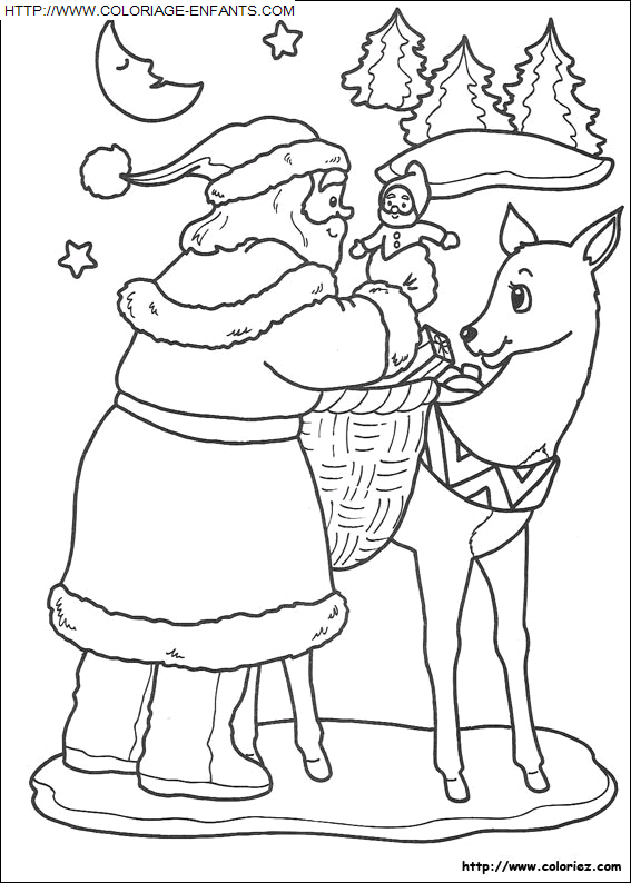 Christmas Santa Claus Reindeer coloring