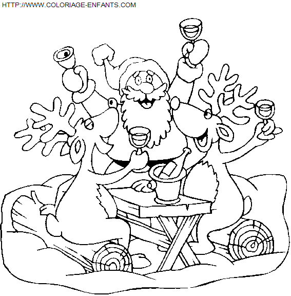 Christmas Santa Claus Reindeer coloring