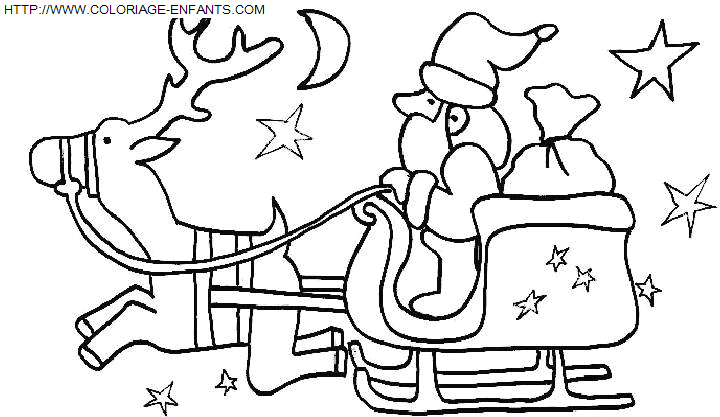 Christmas Santa Claus Sled coloring