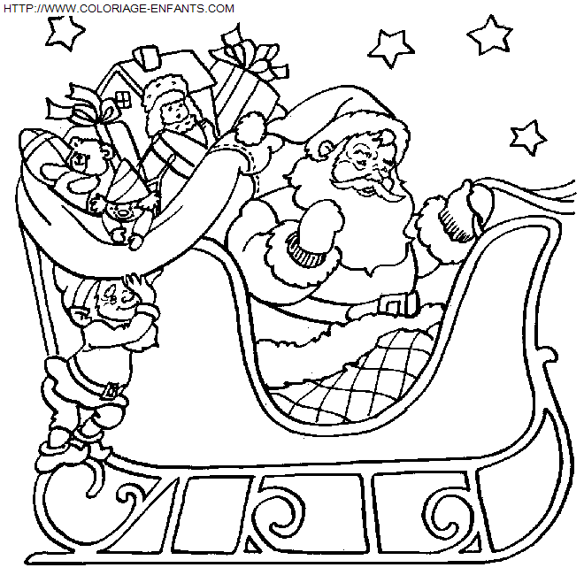 Christmas Santa Claus Sled coloring