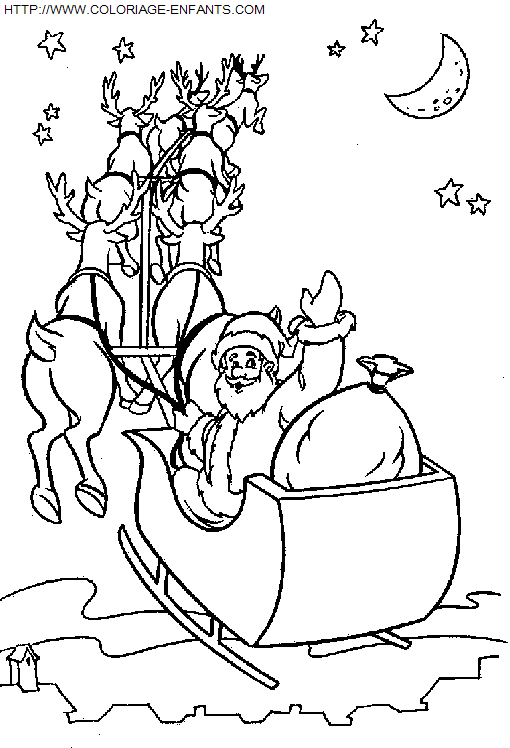 Christmas Santa Claus Sled coloring