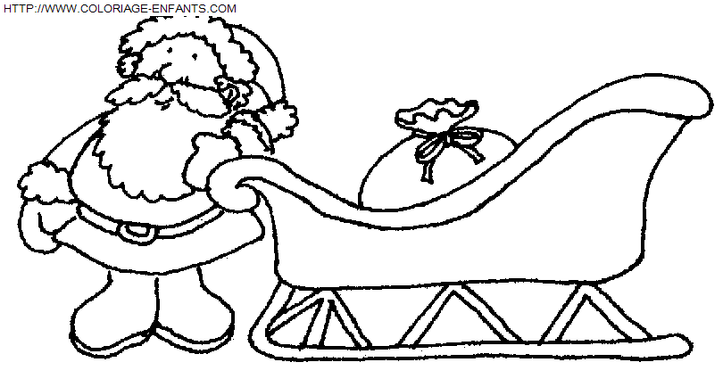 Christmas Santa Claus Sled coloring