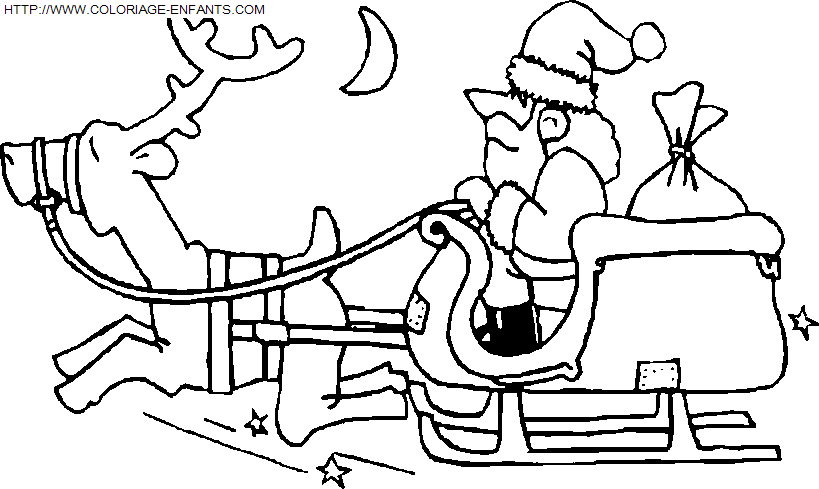 Christmas Santa Claus Sled coloring