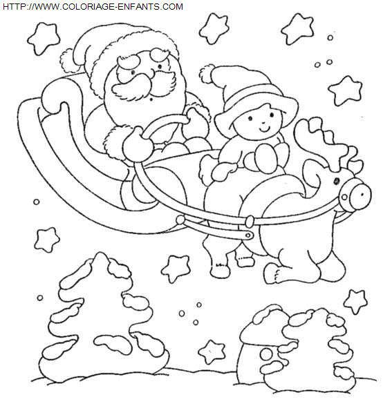 Christmas Santa Claus Sled coloring