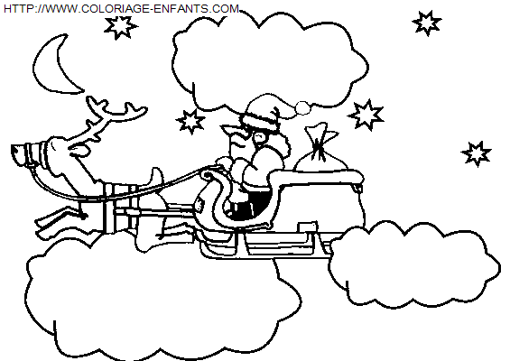 Christmas Santa Claus Sled coloring