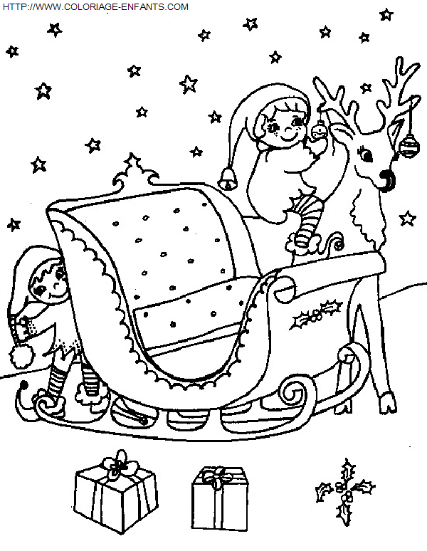 Christmas Santa Claus Sled coloring