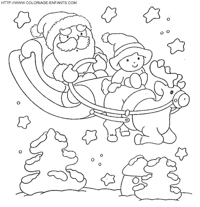 Christmas Santa Claus Sled coloring