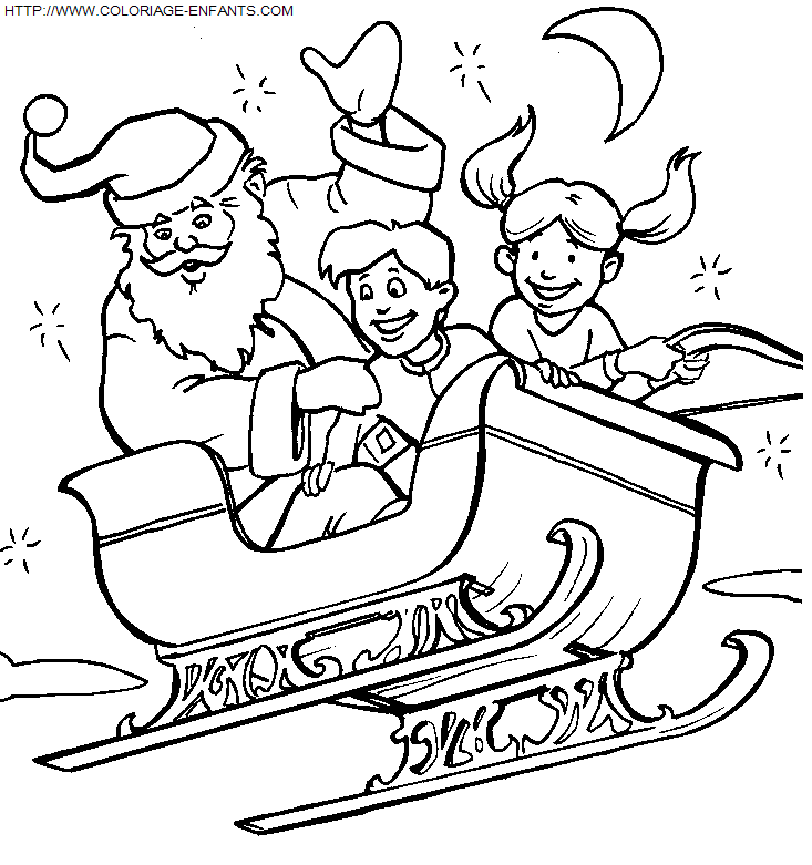 Christmas Santa Claus Sled coloring