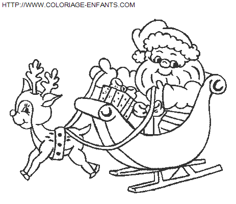 Christmas Santa Claus Sled coloring