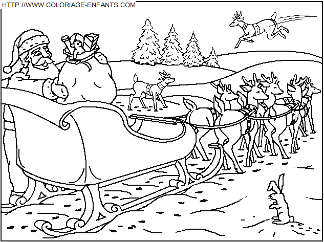 Christmas Santa Claus Sled coloring