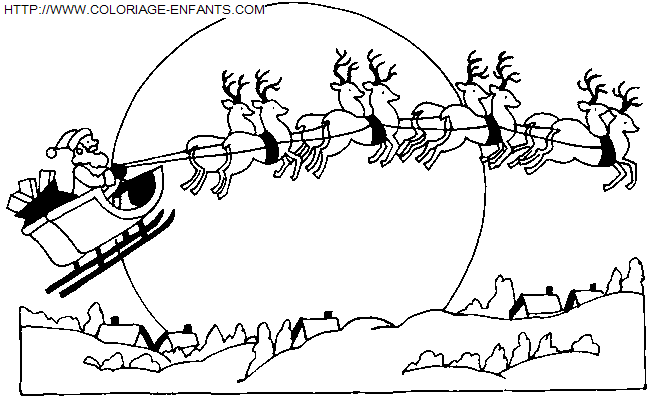 Christmas Santa Claus Sled coloring