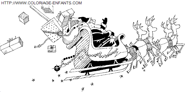 Christmas Santa Claus Sled coloring