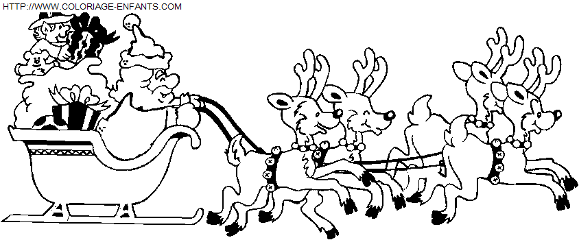 Christmas Santa Claus Sled coloring