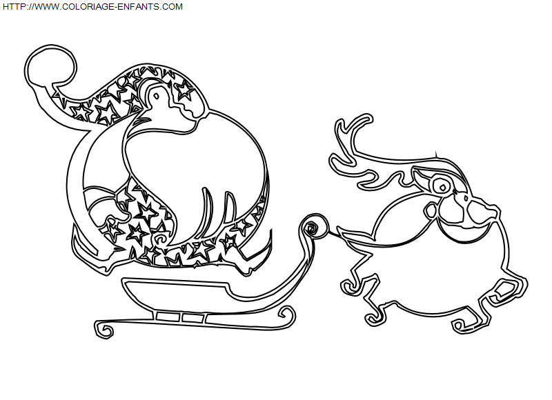 Christmas Santa Claus Sled coloring