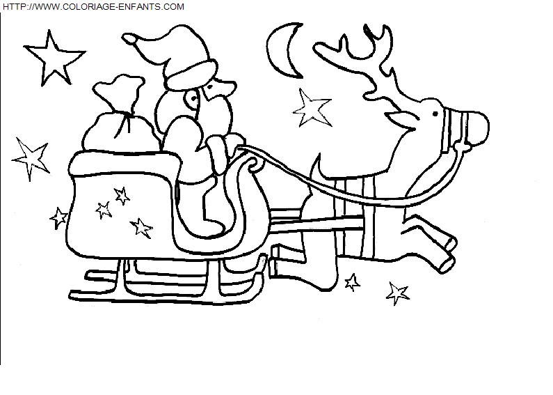 Christmas Santa Claus Sled coloring