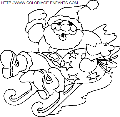 Christmas Santa Claus Sled coloring