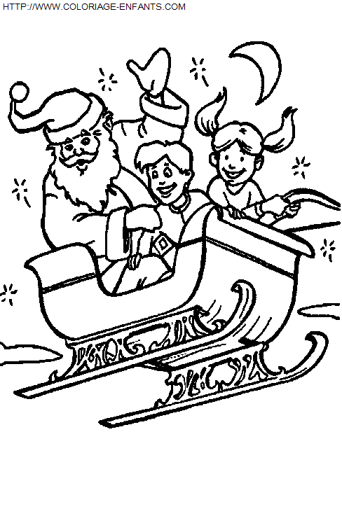 Christmas Santa Claus Sled coloring