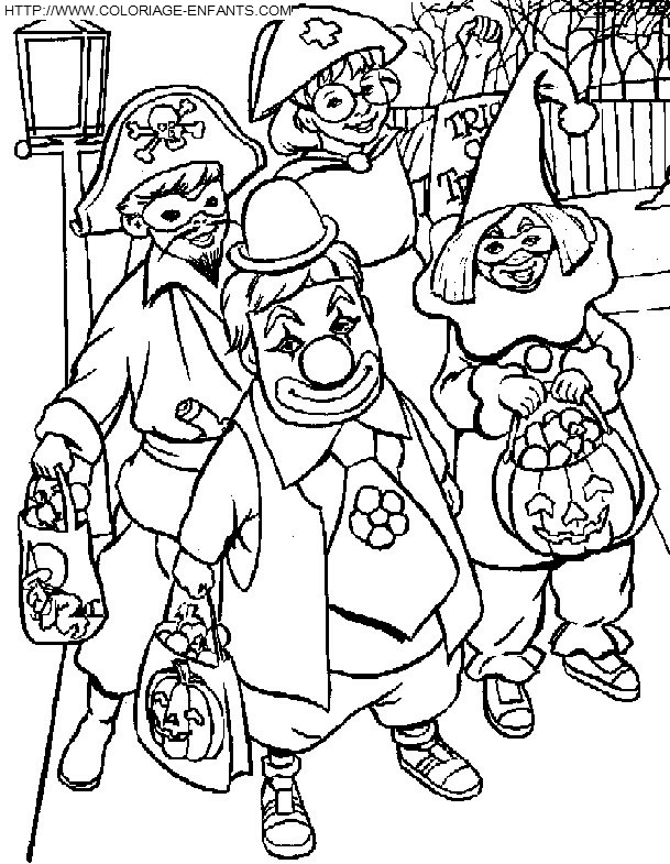 Children In Halloween Costumes coloring