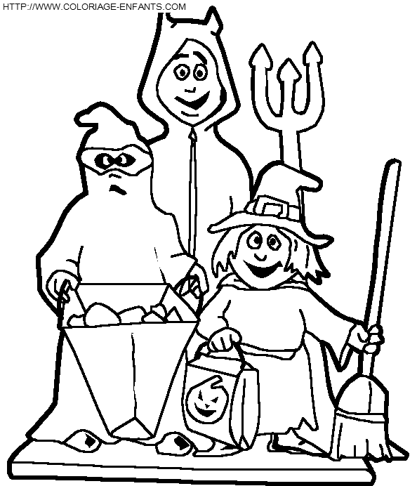 Children In Halloween Costumes coloring