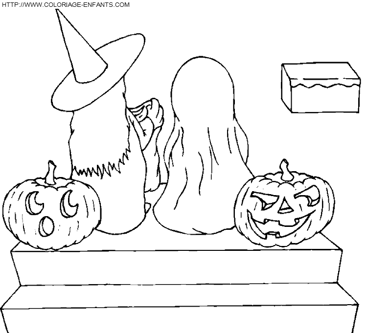 Children In Halloween Costumes coloring