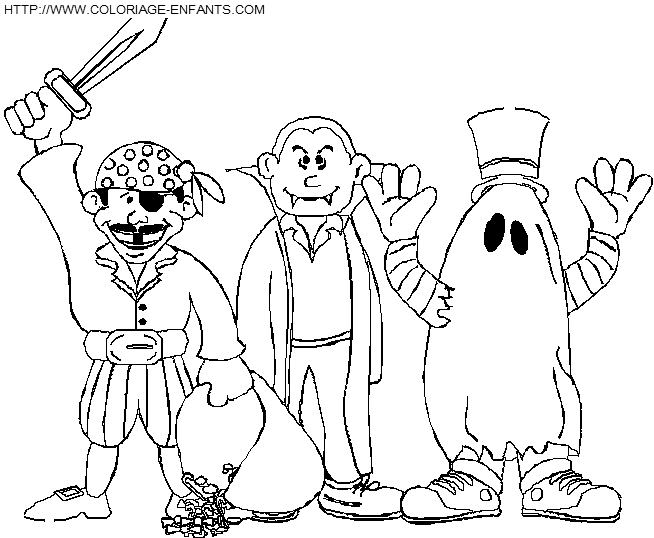 Children In Halloween Costumes coloring