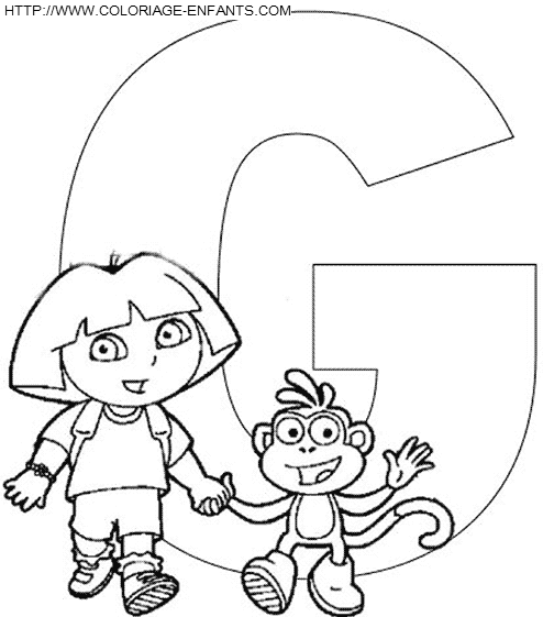 Alphabet Dora The Explorer coloring